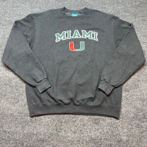 Champion Miami Hurricanes Mens XL Crewneck Sweatshirt Gray NCAA Varsity